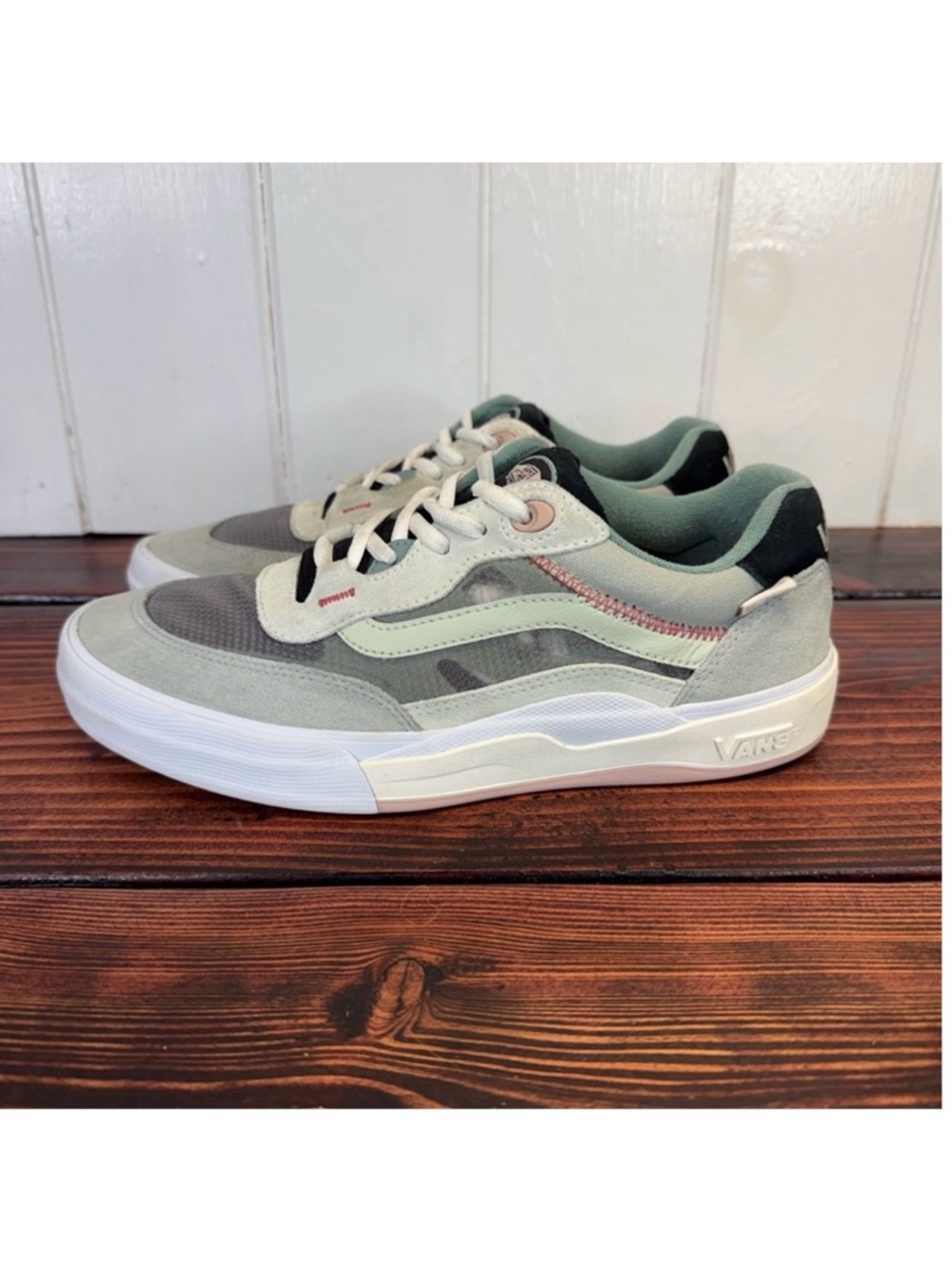 Vans Wayvee Skateboarding Shoes Gray Green Canvas Suede PopCush Men’s 10